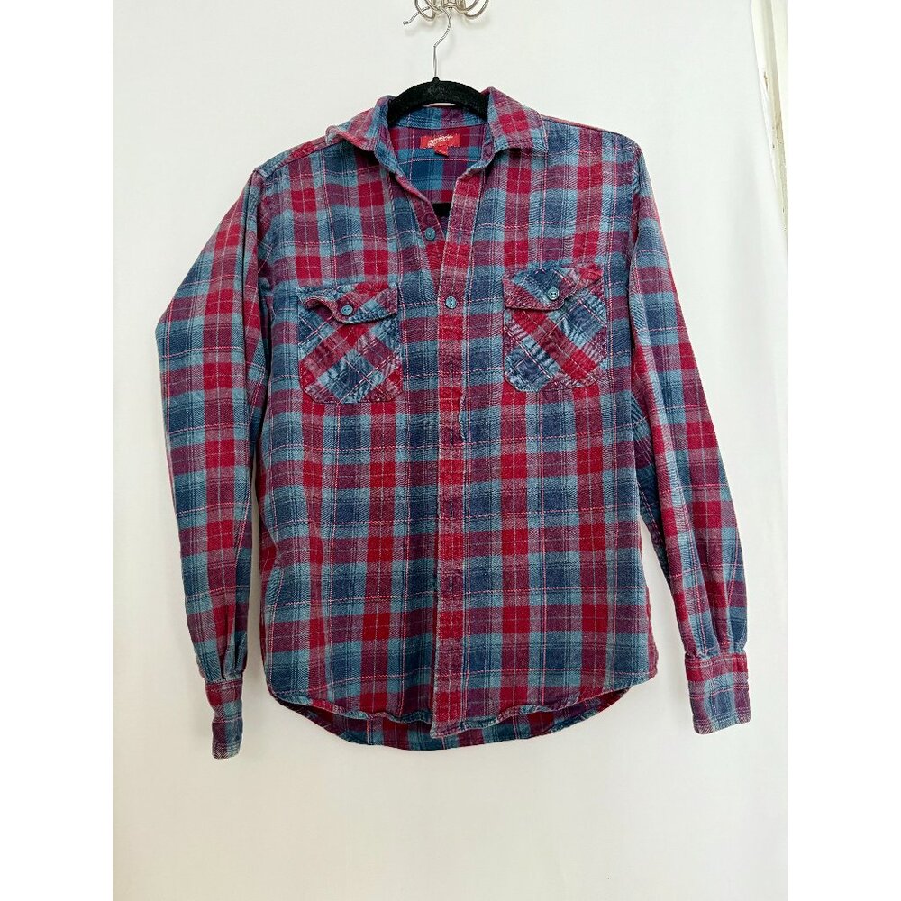 American Jeans Co. Red and Blue Plaid Flannel Shirt, Small
